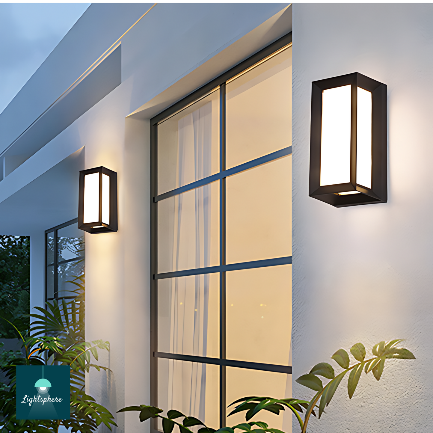 outdoor wall lantern illuminating patio at night