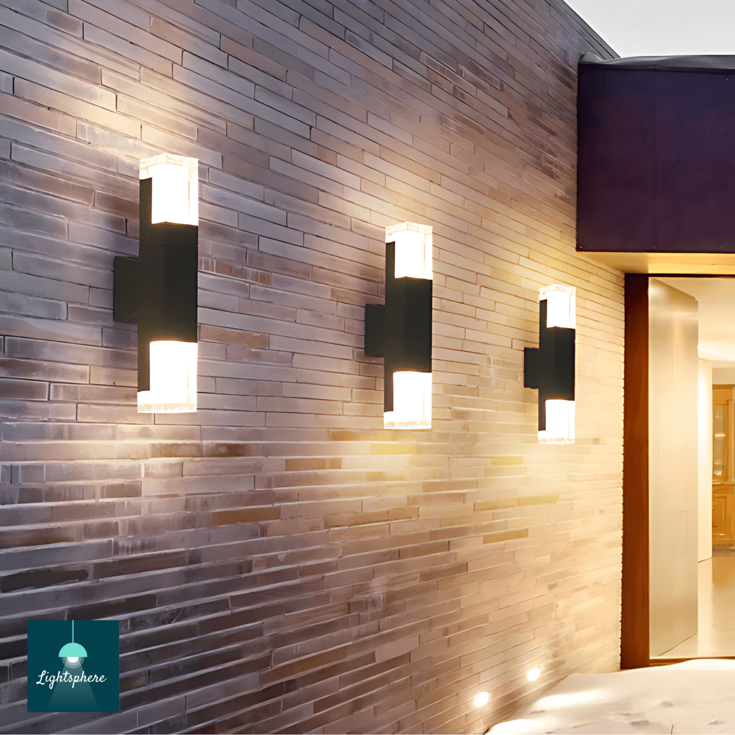 Stylish outdoor spaces lights illuminating wall