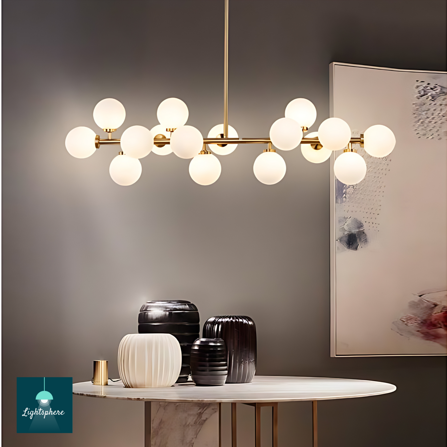 Stylish dining room chandelier with adjustable globe lights