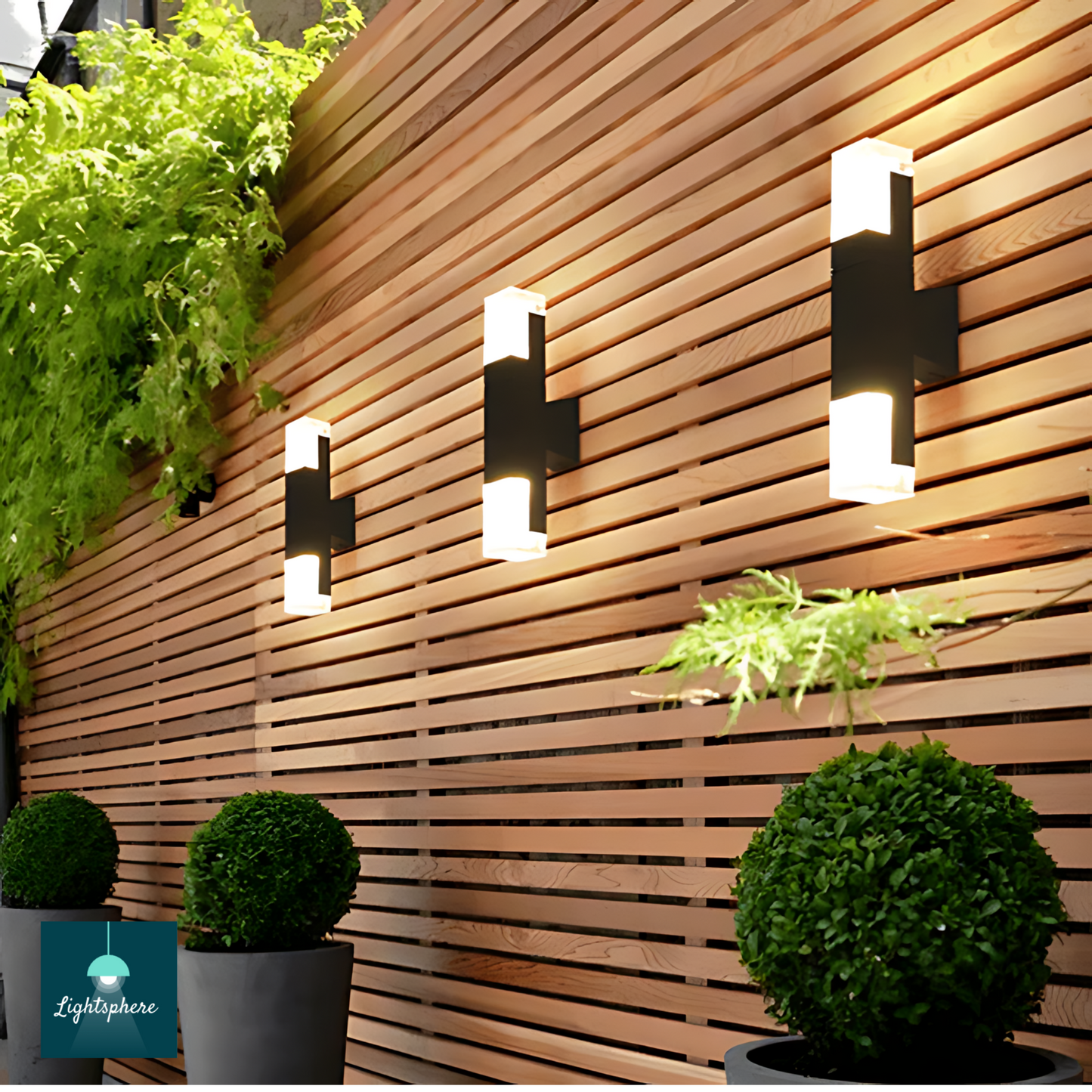 Stylish outdoor spaces lights at dusk