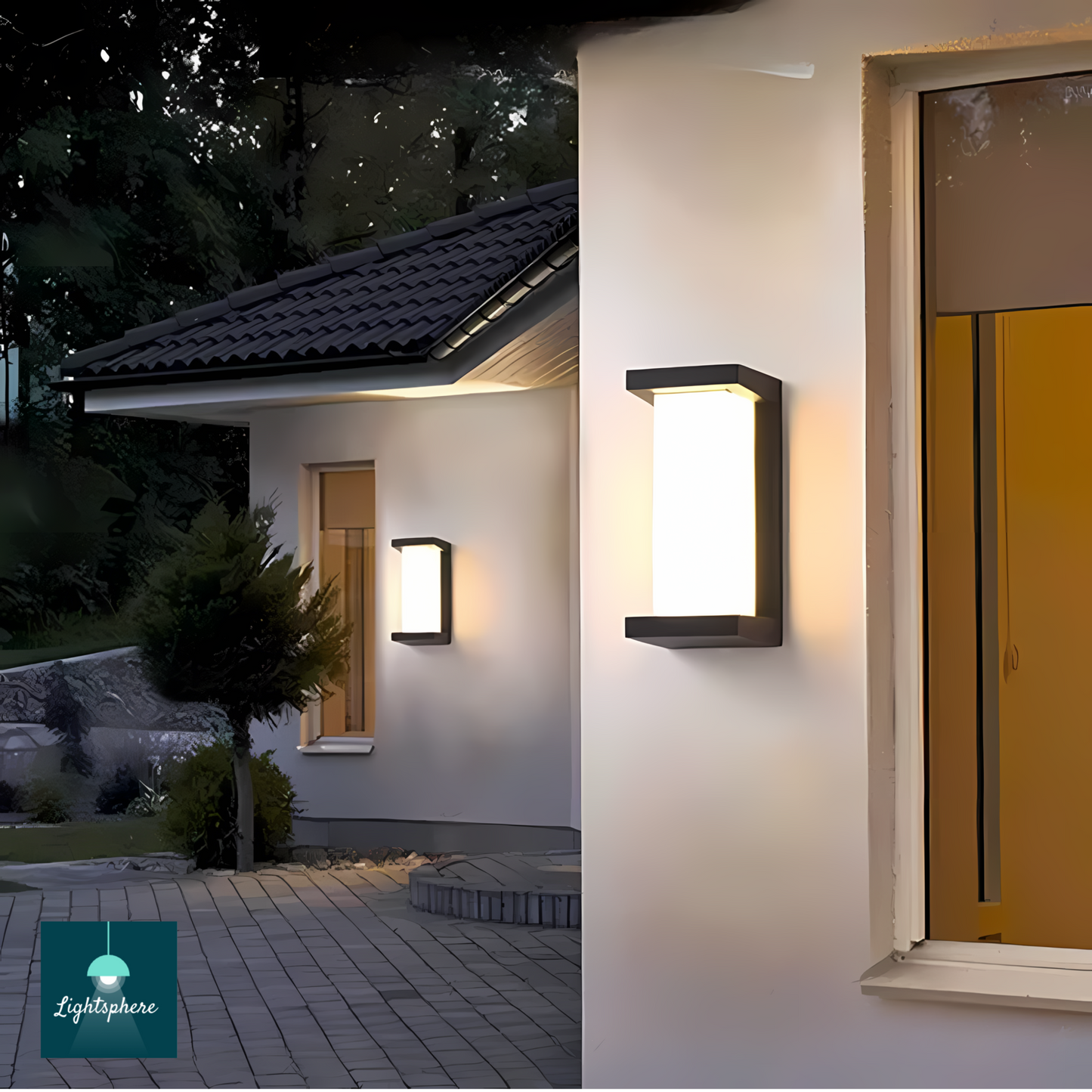 Elegant outdoor wall lantern with warm light